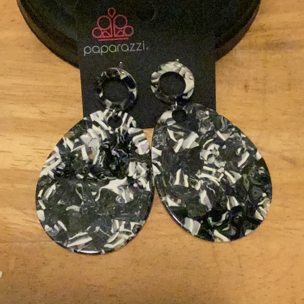 Post Back black and white marble Earrings
